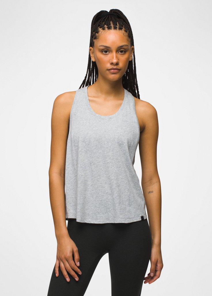 Womens prAna Everyday Racerback Tank - Heather Grey
