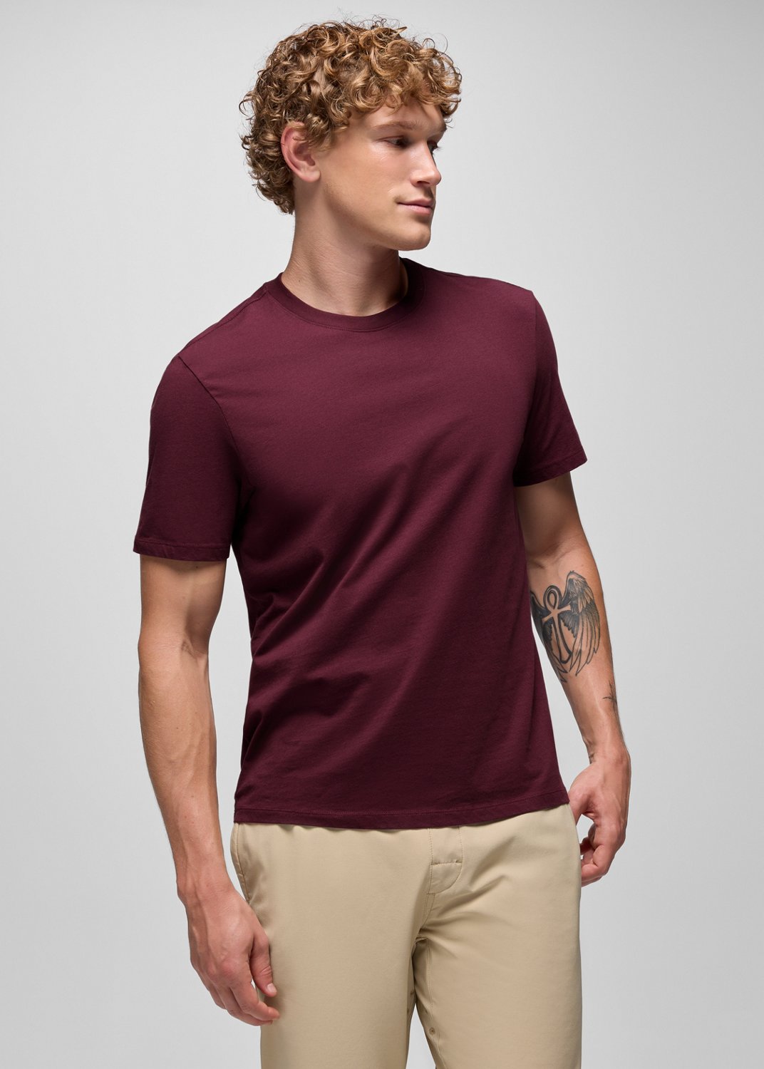 Mens prAna Everyday Short Sleeve Tee - Deep Vino
