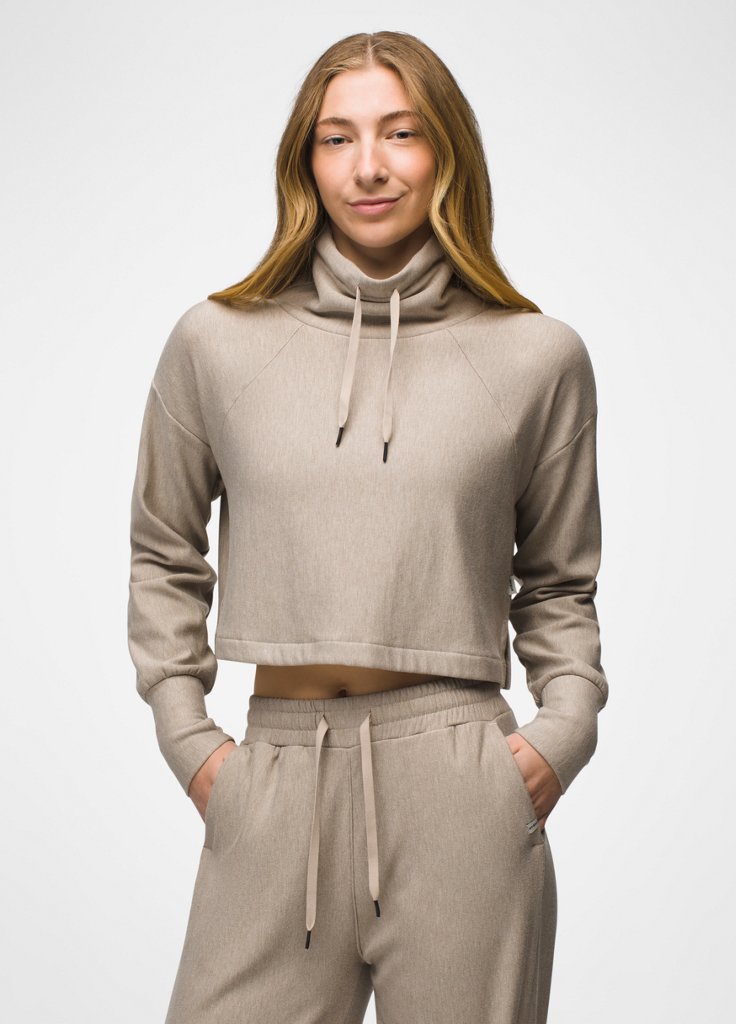 Womens prAna Sacred Space Pullover - Au Lait Heather