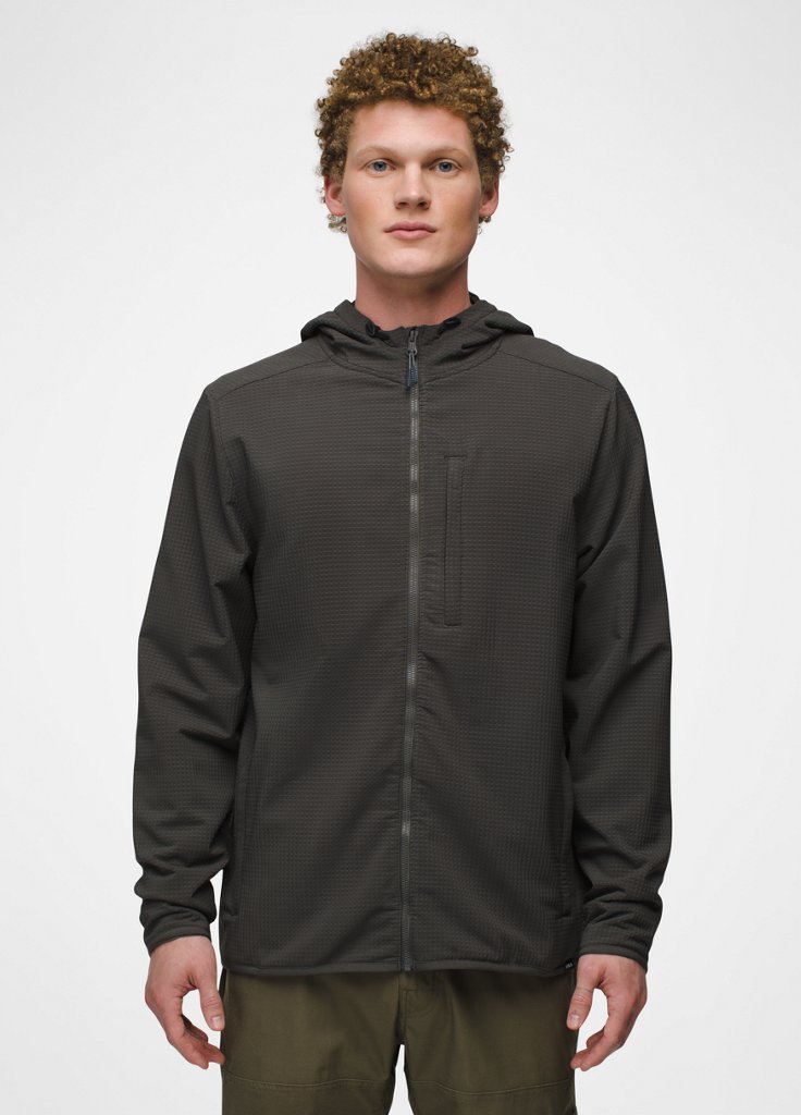 Mens prAna Gridlocked Fleece Full Zip Hoodie - Dark Iron