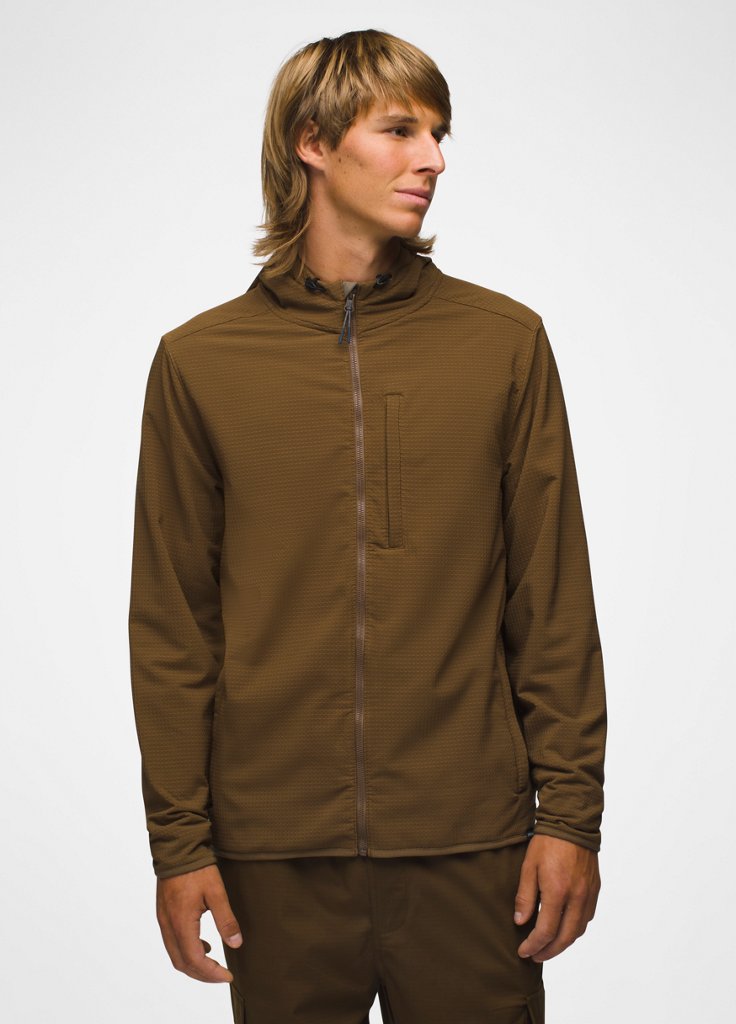 Mens prAna Gridlocked Fleece Full Zip Hoodie - Rich Earth
