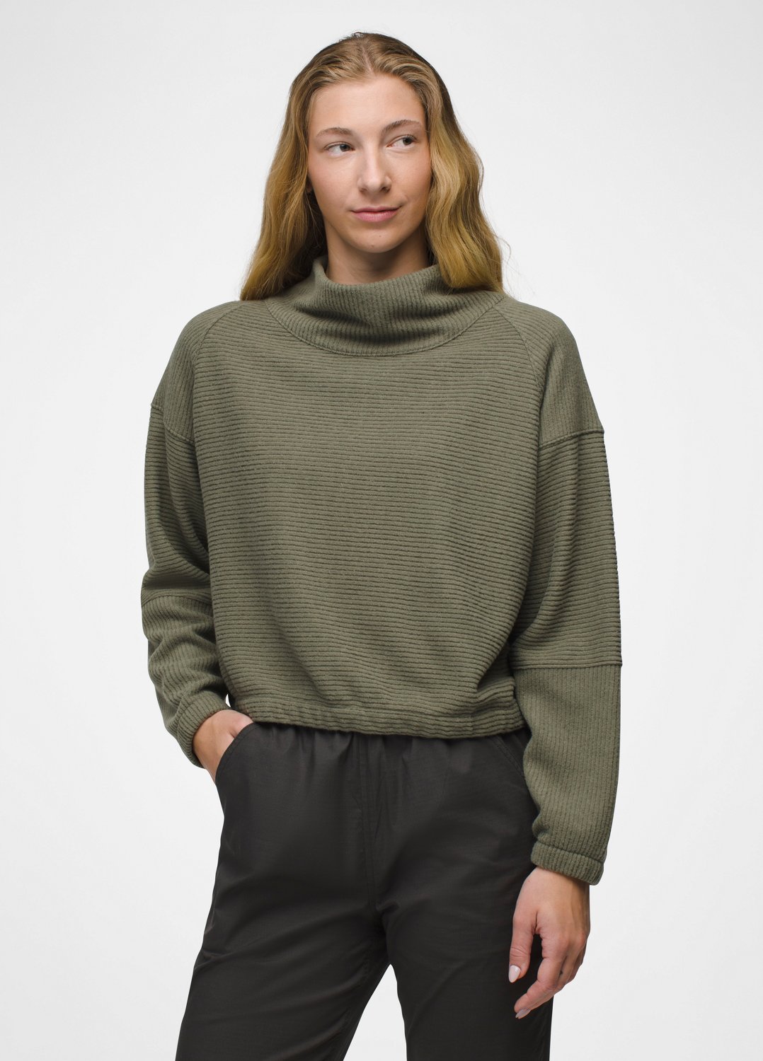Womens prAna Olivia Long Sleeve - Rye Green