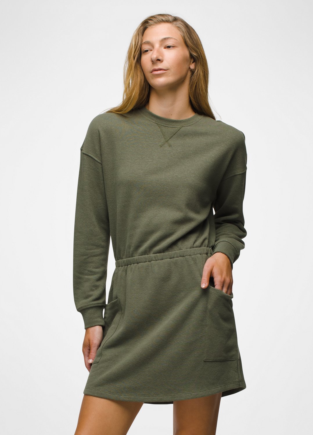 Womens prAna Cozy Up Pocket Dress - Rye Green Heather