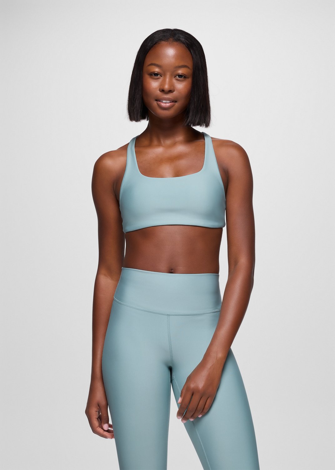 Womens prAna Sculpt™ Deep Breath Bra - Saltwater