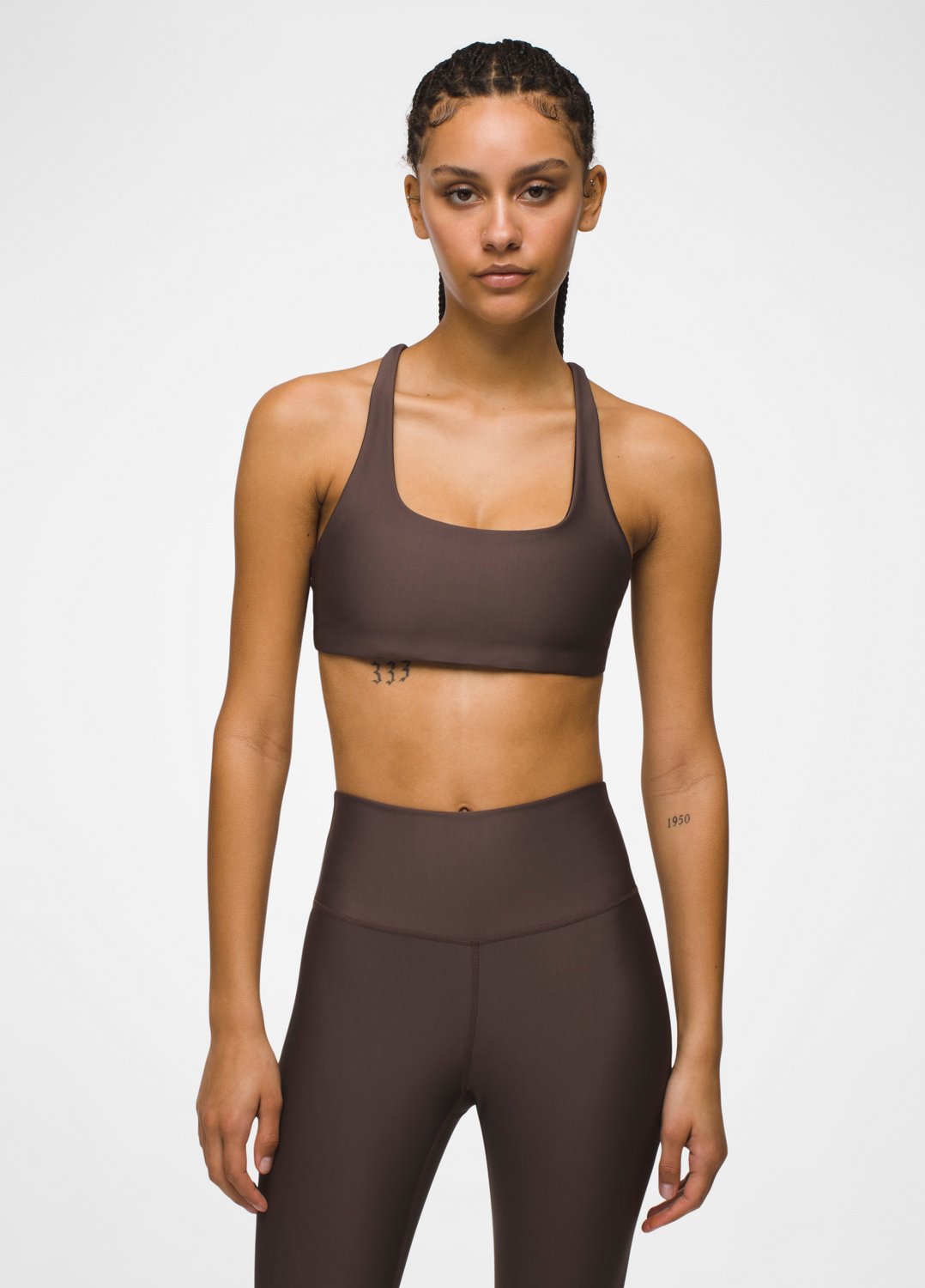 Womens prAna Sculpt™ Deep Breath Bra - Light Espresso