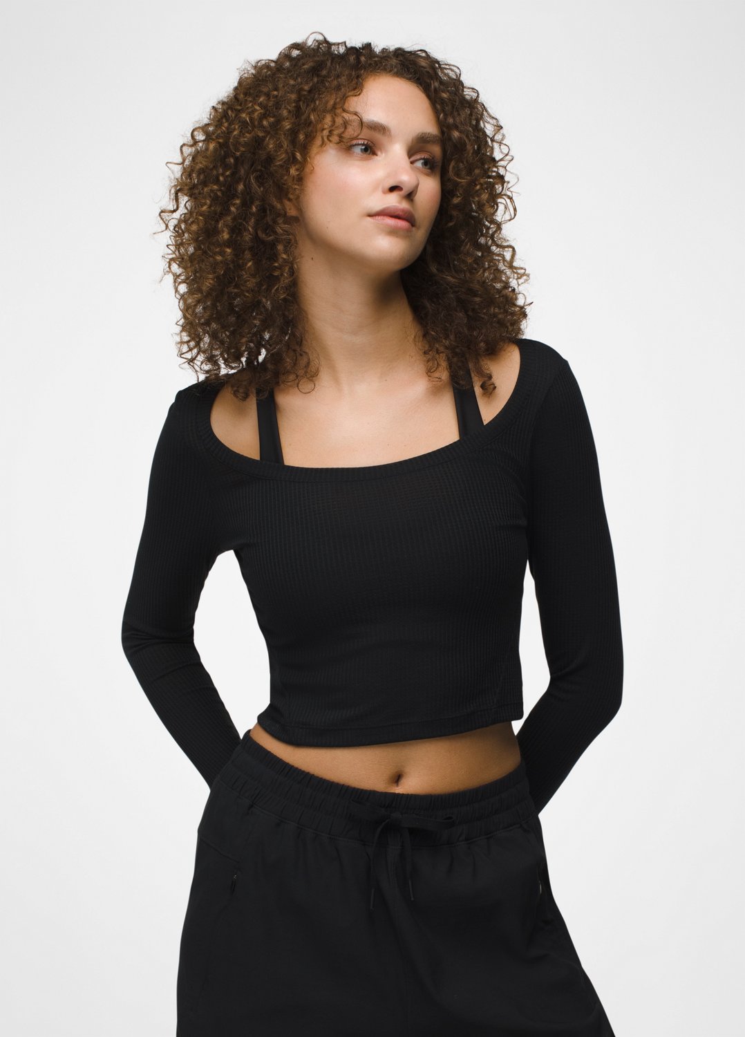 Womens prAna Send Off Long Sleeve - Black