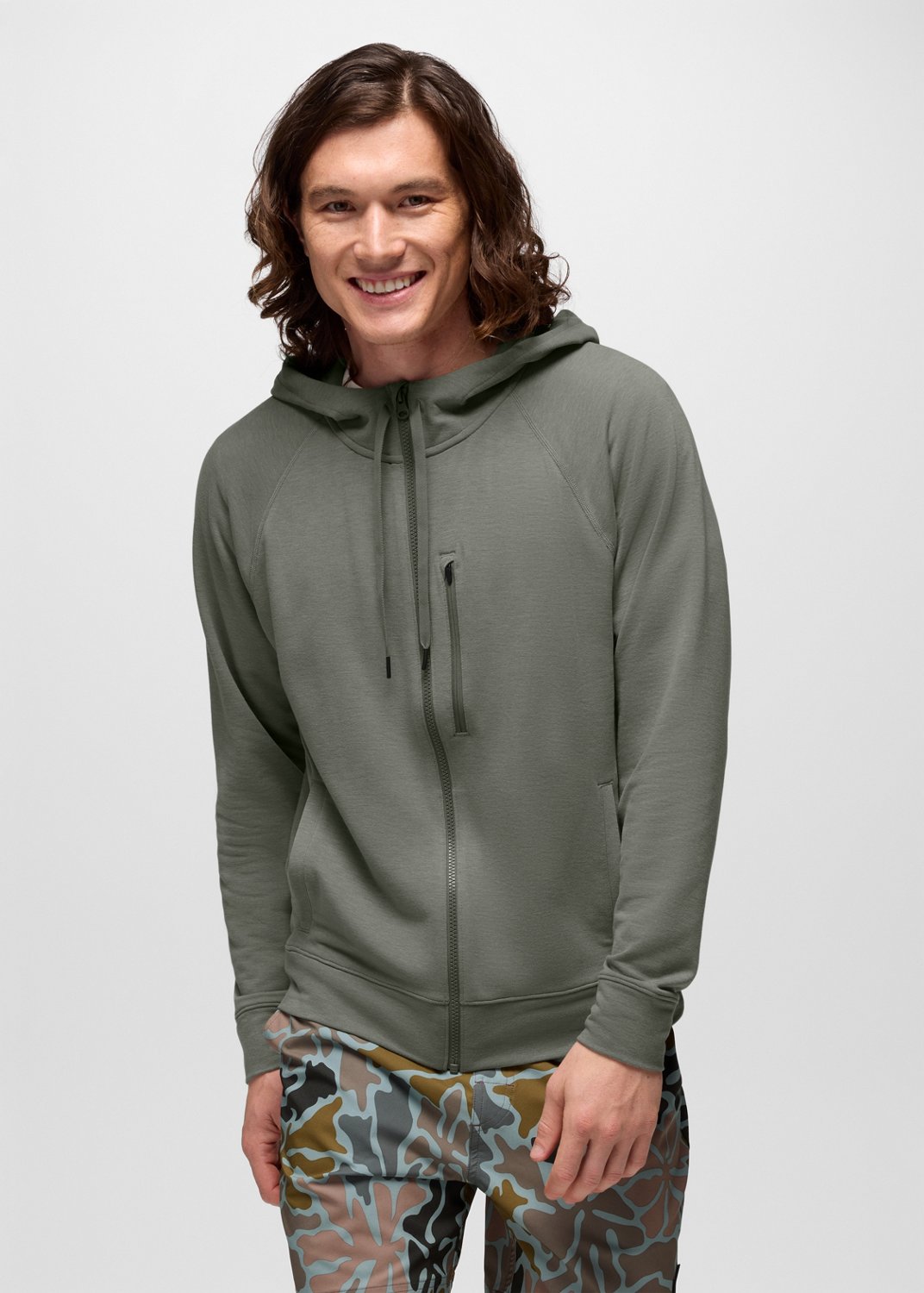 Mens prAna Altitude Tracker Full Zip Hoodie II - Thyme