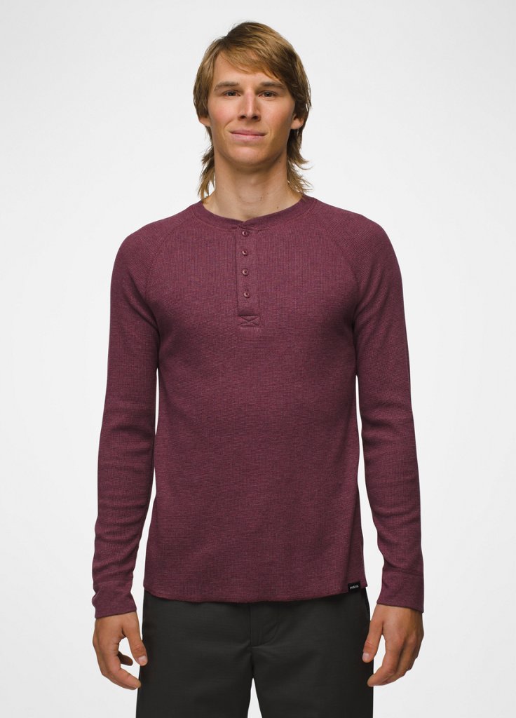 Mens prAna Touchstone Henley - Fig Heather