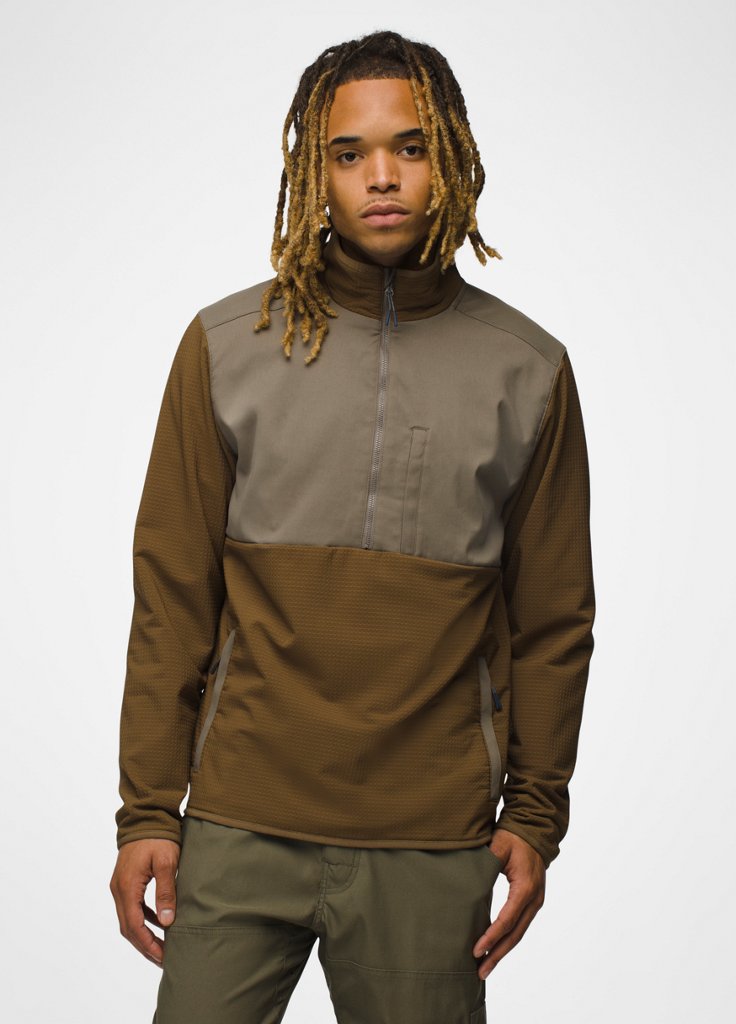 Mens prAna Gridlocked Fleece 1/2 Zip - Rich Earth