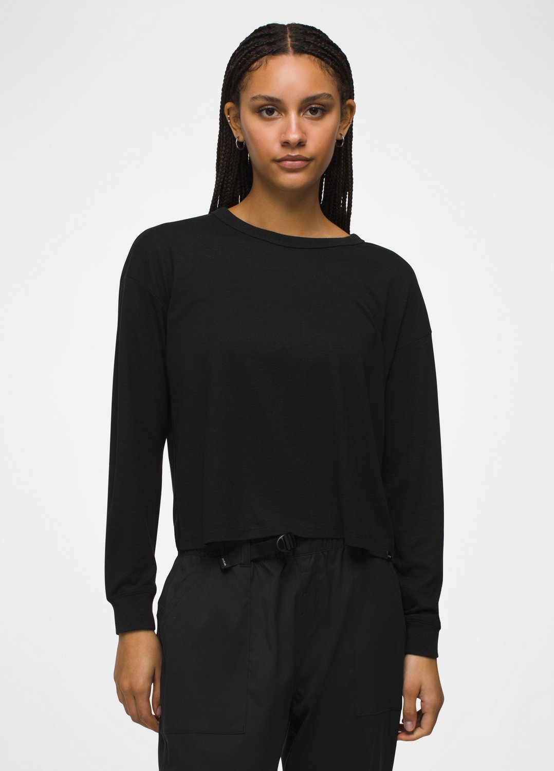 Womens prAna Cozy Up Long Sleeve Crew - Black