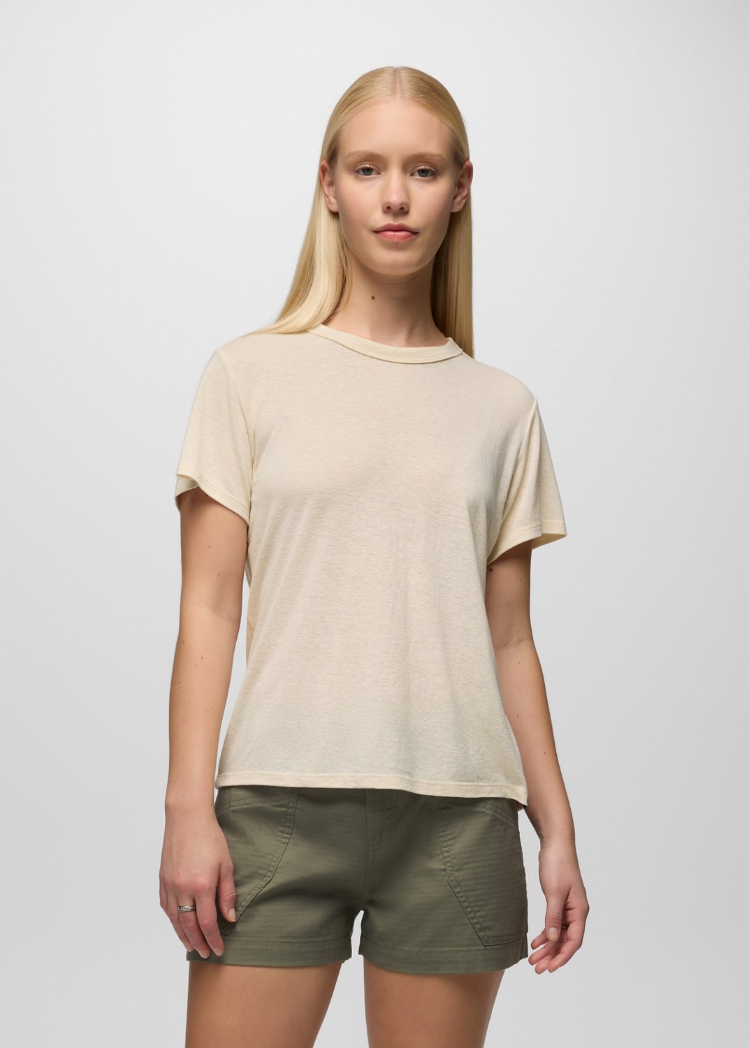 Womens prAna Cozy Up Short Sleeve Crew - Canvas