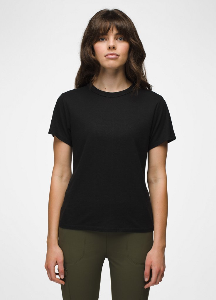 Womens prAna Cozy Up Short Sleeve Crew - Black