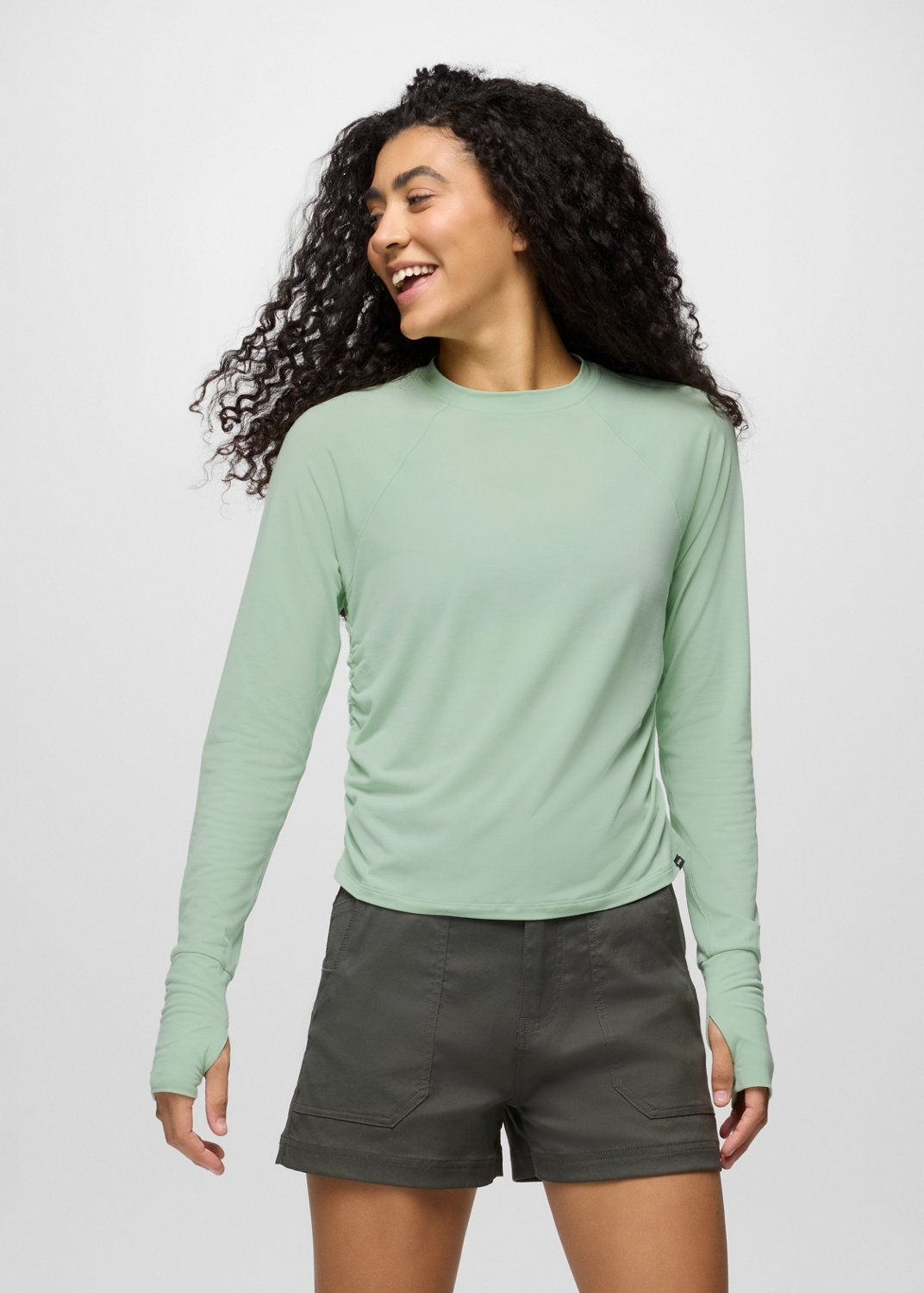 Womens prAna Sol Searcher Long Sleeve Crew - Bio Mint