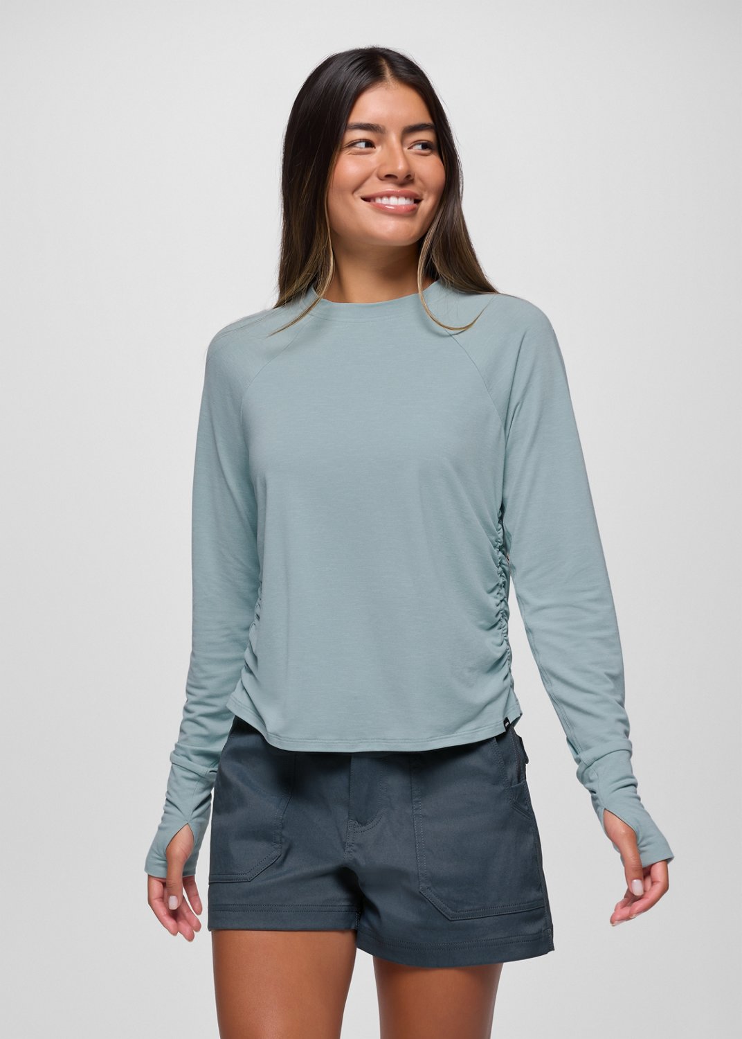 Womens prAna Sol Searcher Long Sleeve Crew - Saltwater