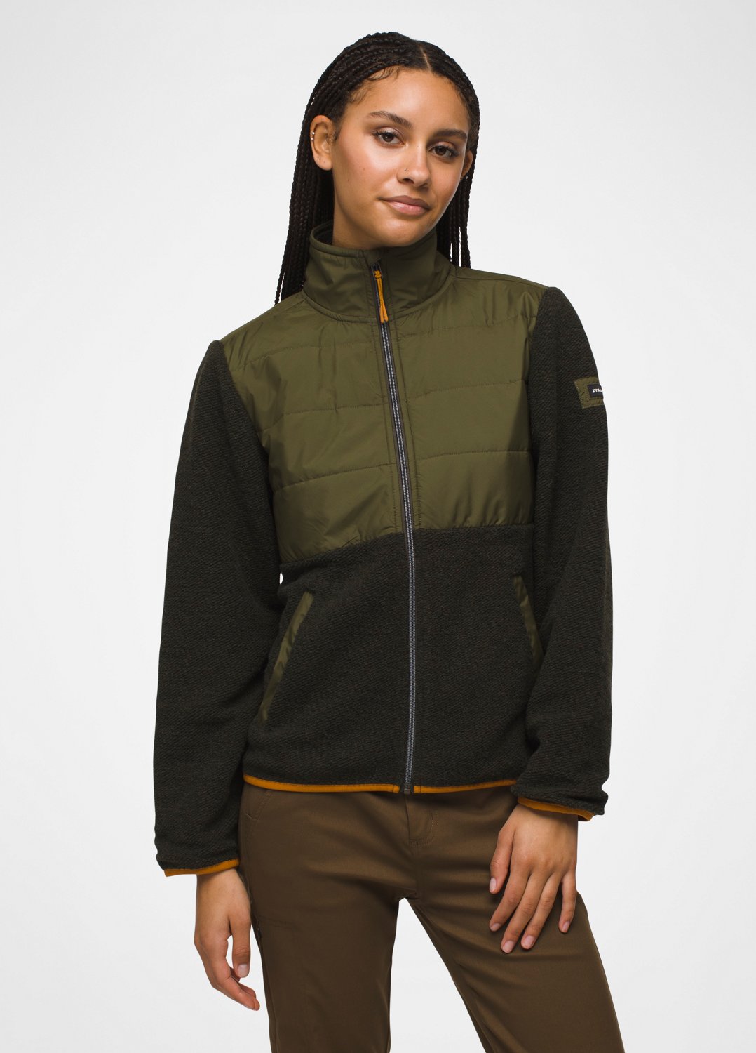 Womens prAna Wooly Bird Fleece Full Zip - Black Olive
