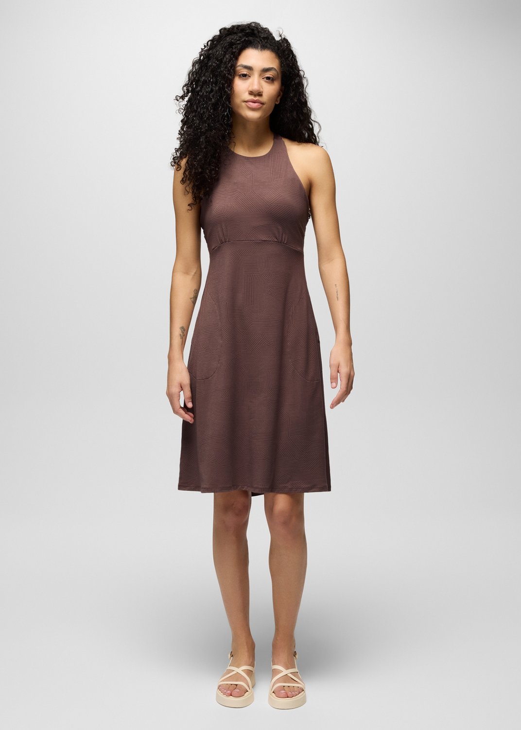 Womens prAna Jewel Lake Summer Dress - Carob Linea