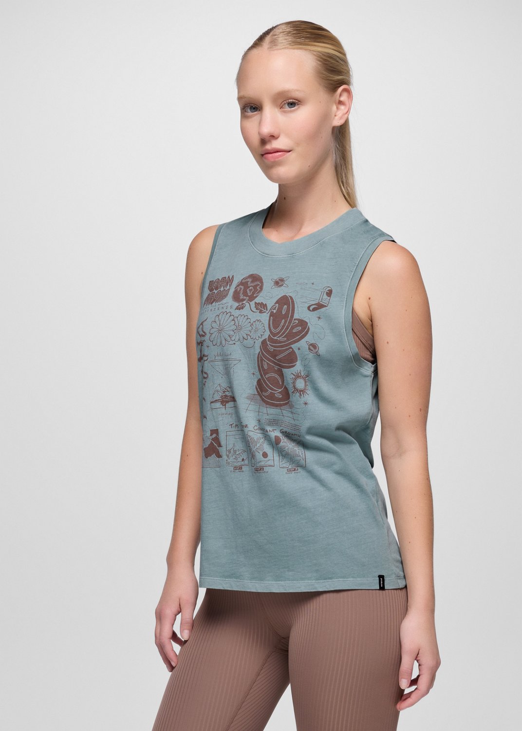Womens prAna Everyday Graphic Tank - Saltwater Day Tripper