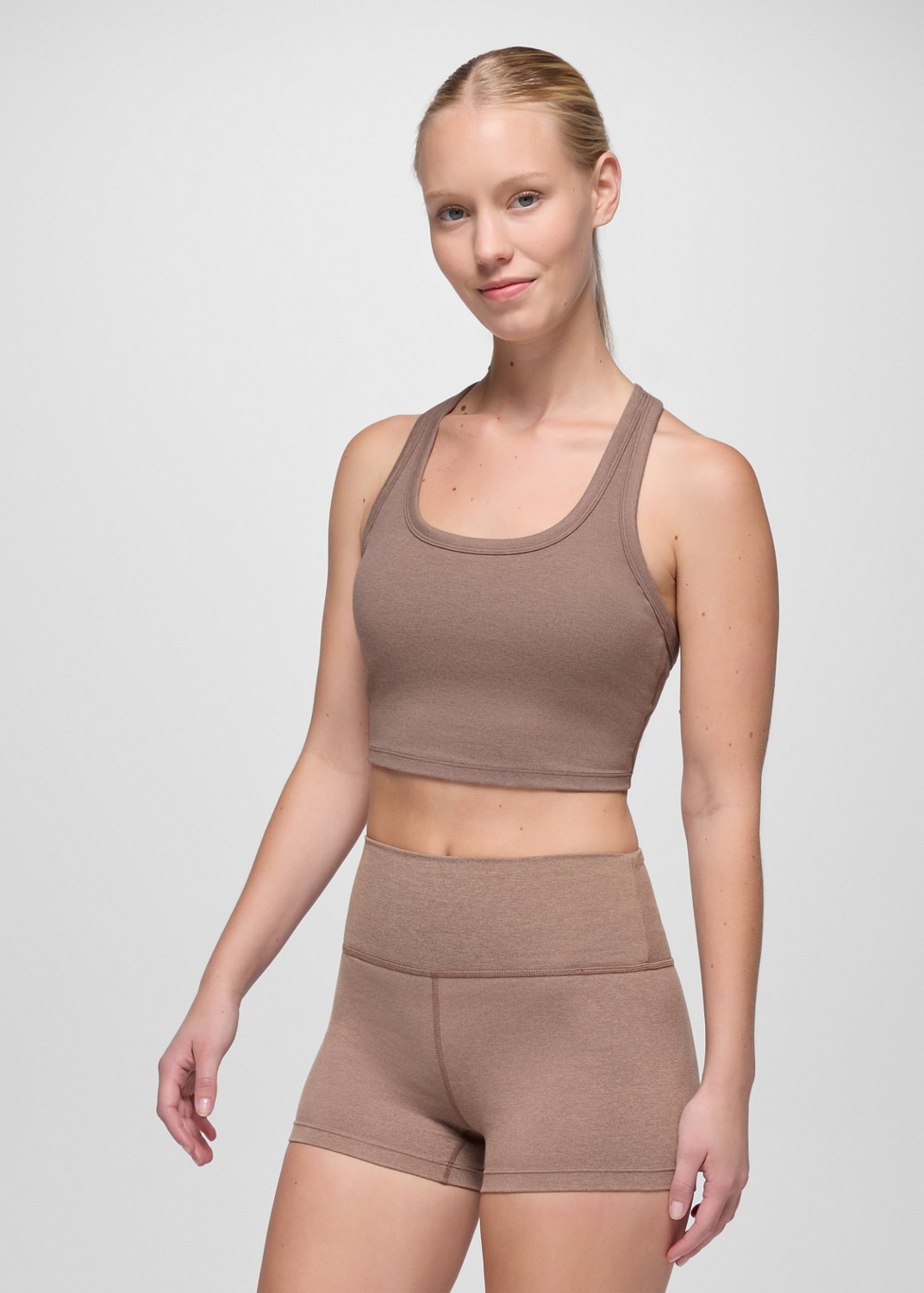 Womens prAna Heavana™ Racerback Bralette - Carob Heather