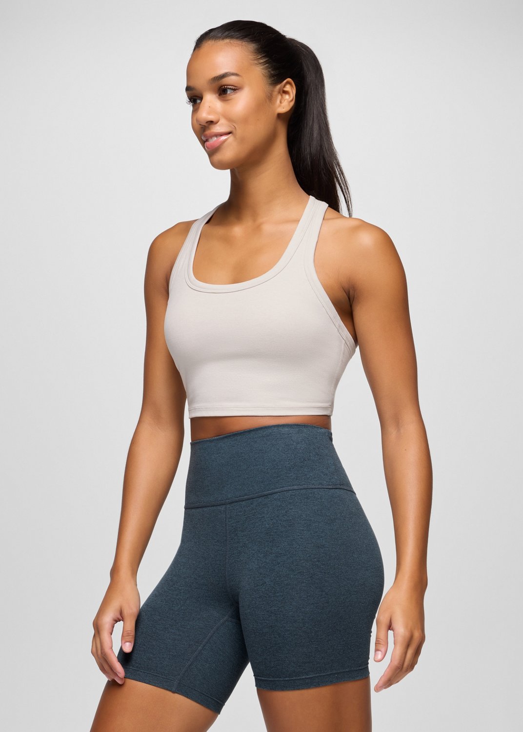 Womens prAna Heavana™ Racerback Bralette - Almond Heather