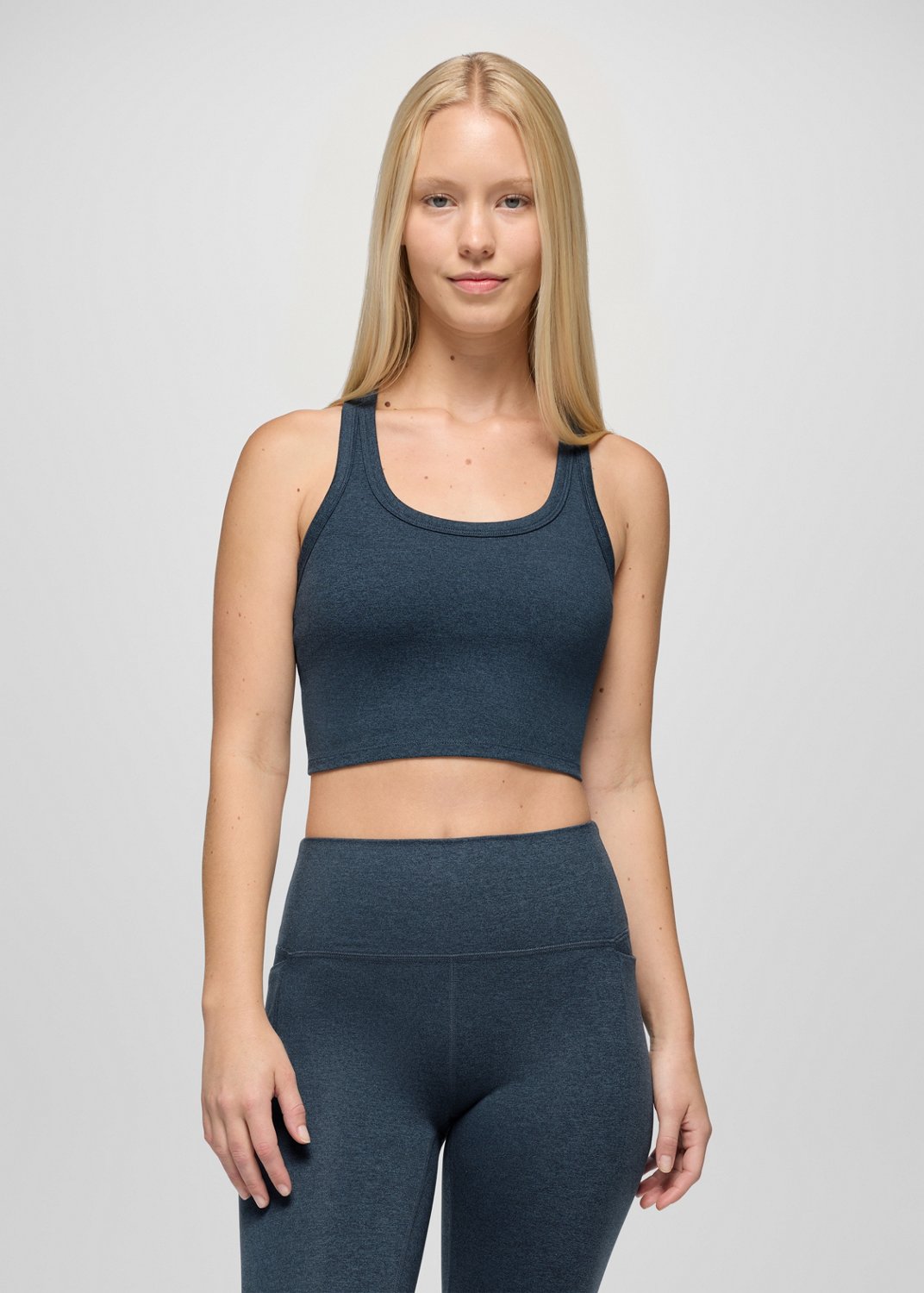 Womens prAna Heavana™ Racerback Bralette - Stormy Night Heather
