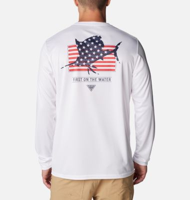 Columbia Men's PFG Terminal Tackle Fins and Stripes Long Sleeve Shirt-