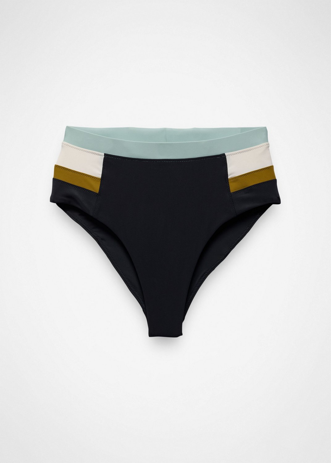 Womens prAna Baja Bound High Rise Swim Bottom - Black Colorblock