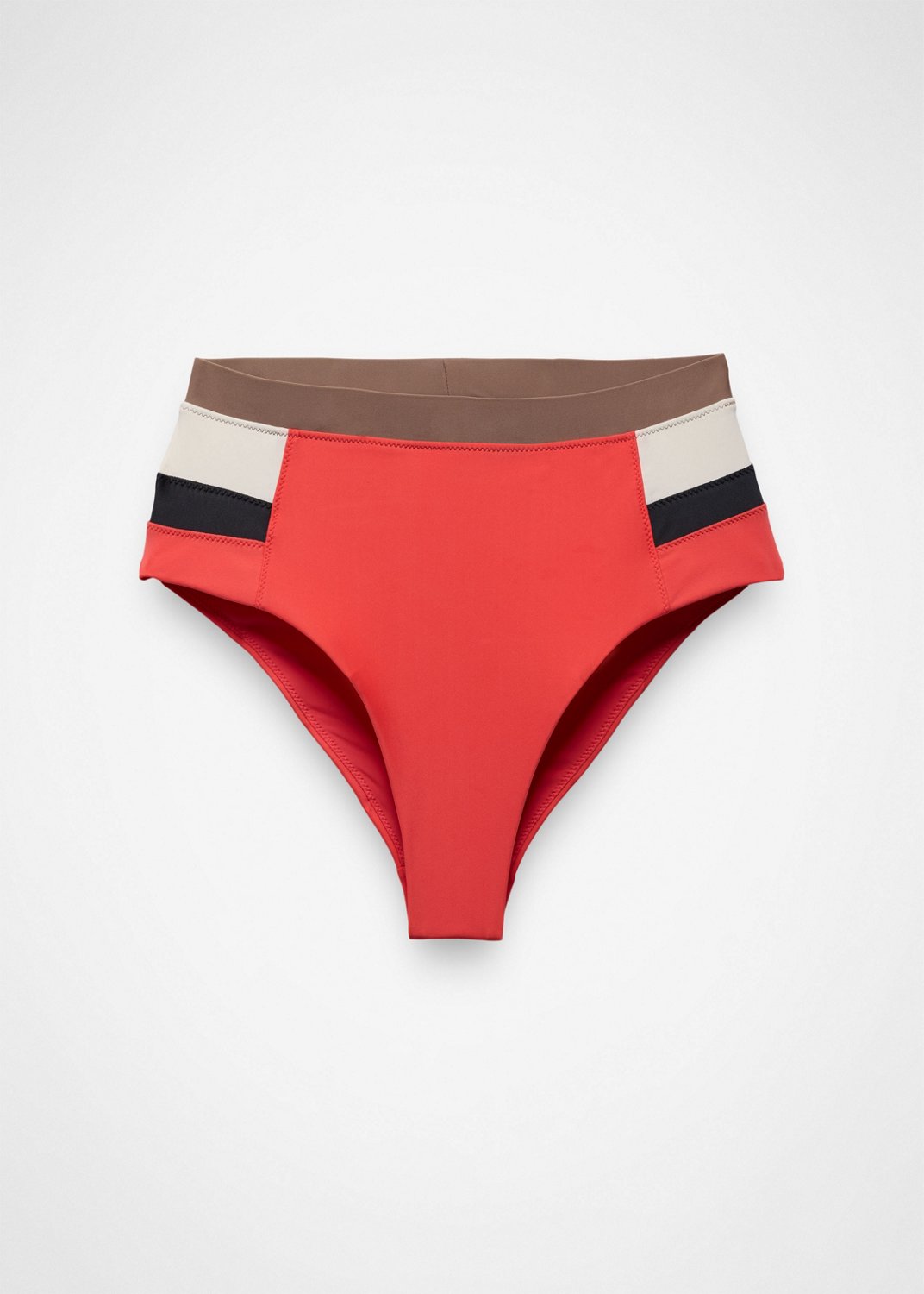 Womens prAna Baja Bound High Rise Swim Bottom - Rose Fire Colorblock