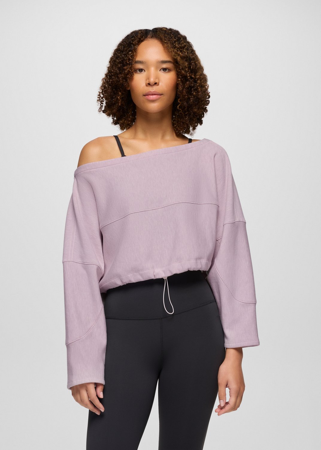 Womens prAna Sacred Space Cinched Crop - Luminous Heather