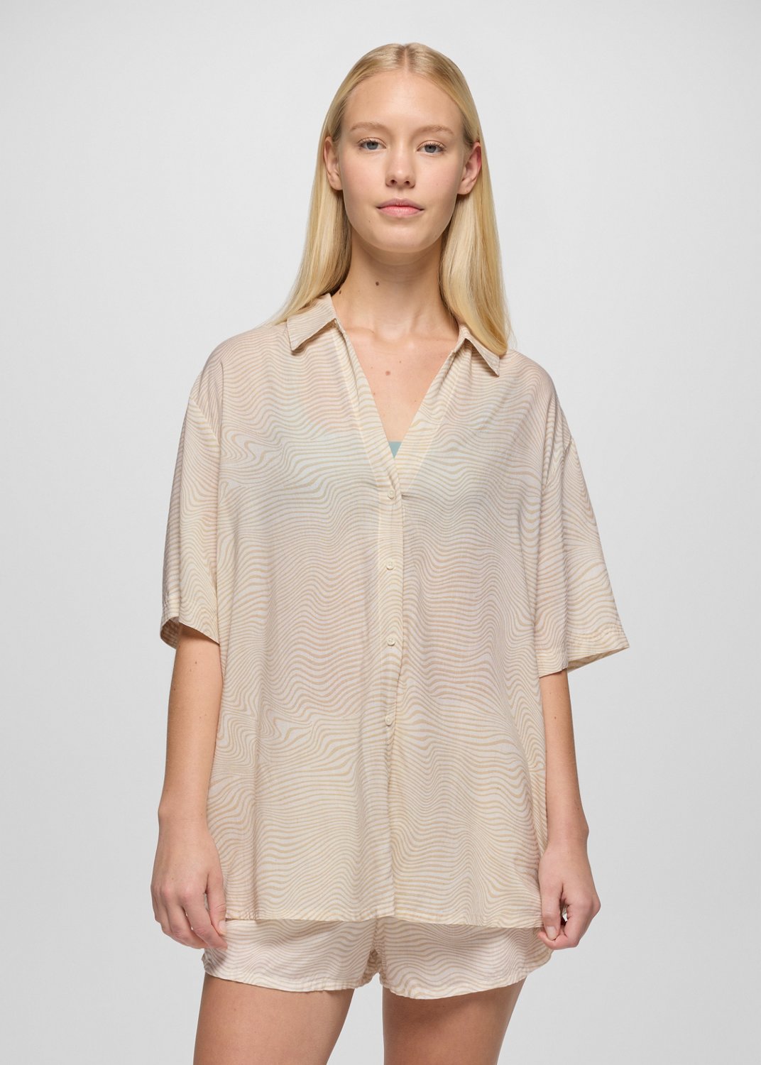 Womens prAna The Bahamas Top - Soft White Wavee