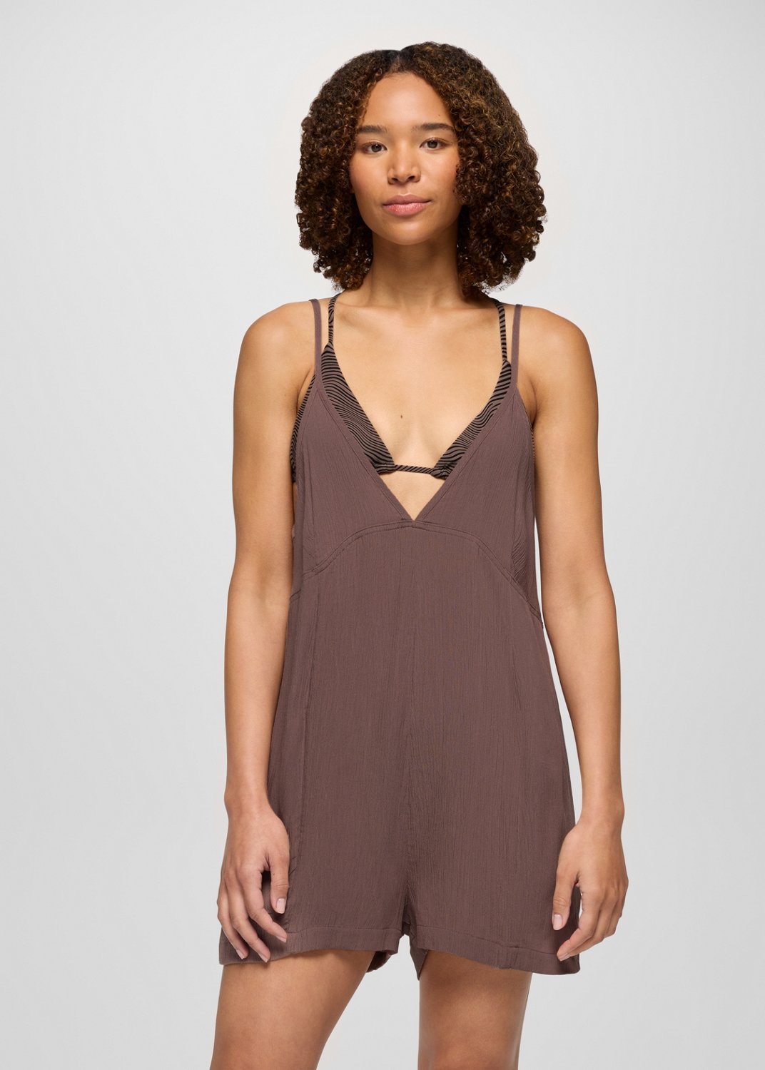 Womens prAna Fernie V-Neck Romper - Carob