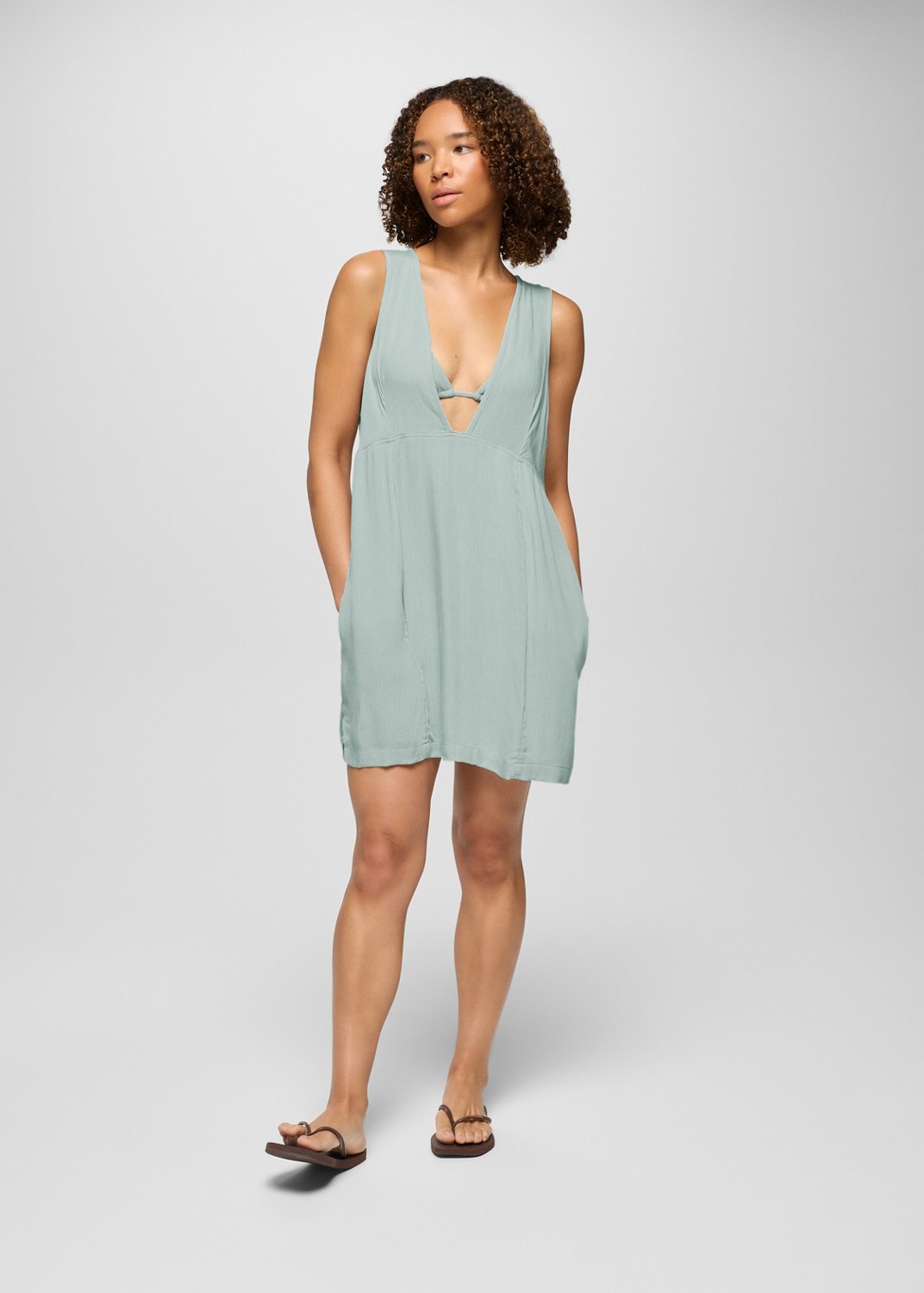 Womens prAna Fernie V-Neck Mini Dress - Saltwater