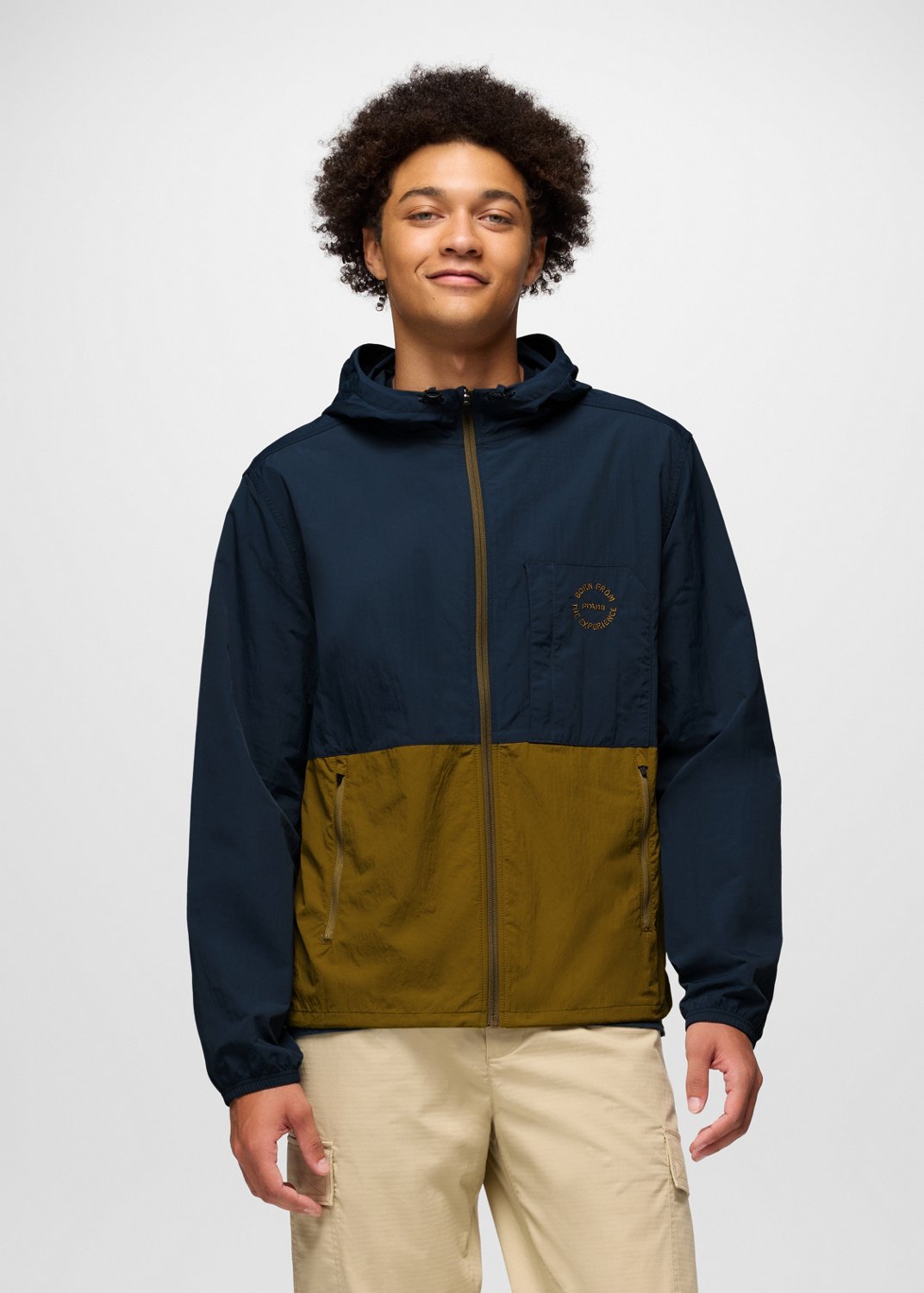 Mens prAna Encinitas Windbreaker - Retro Olive / Stormy Night