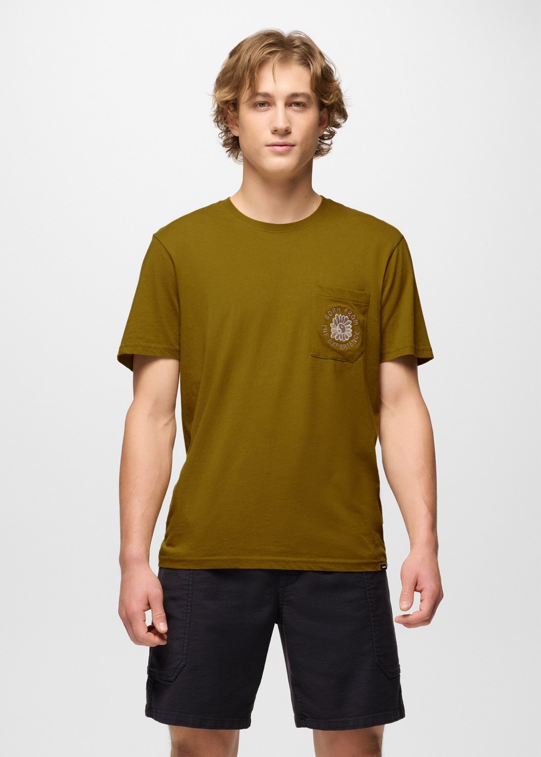 Mens prAna Outdoor Optimist Graphic Tee - Retro Olive