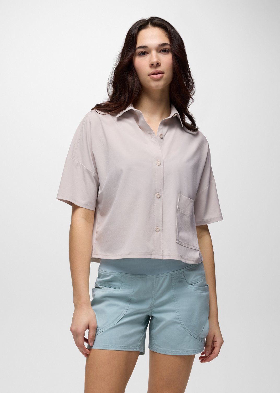 Womens prAna Railay Short Sleeve Button Down - Almond