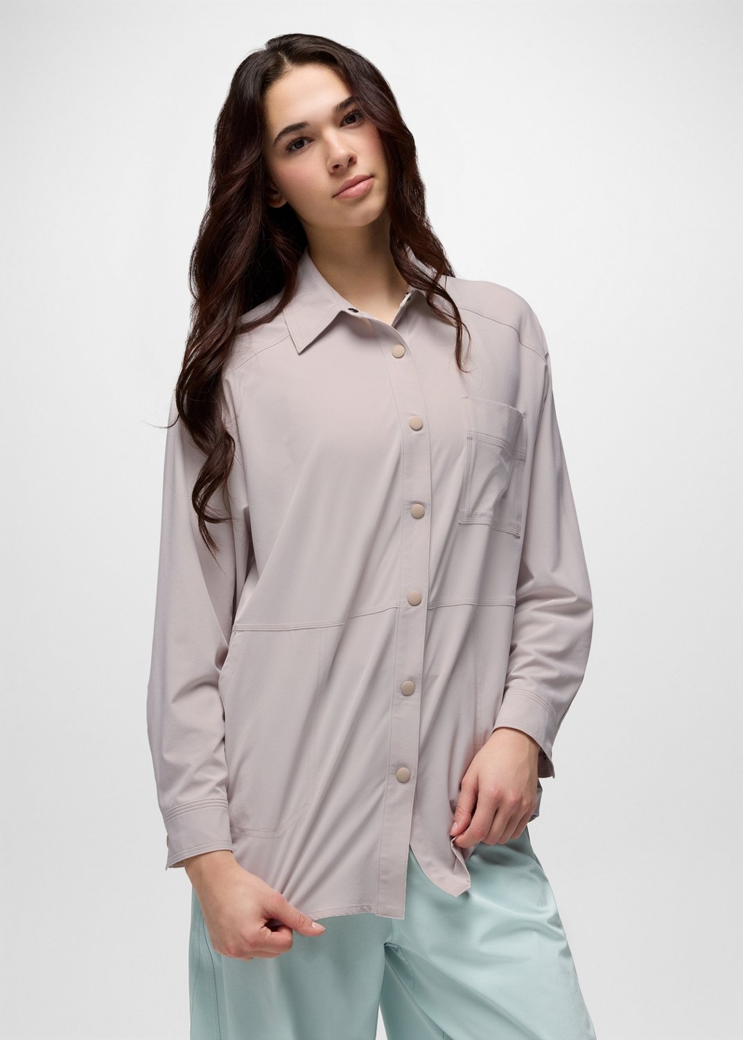 Womens prAna Railay Oversized Button Down - Almond