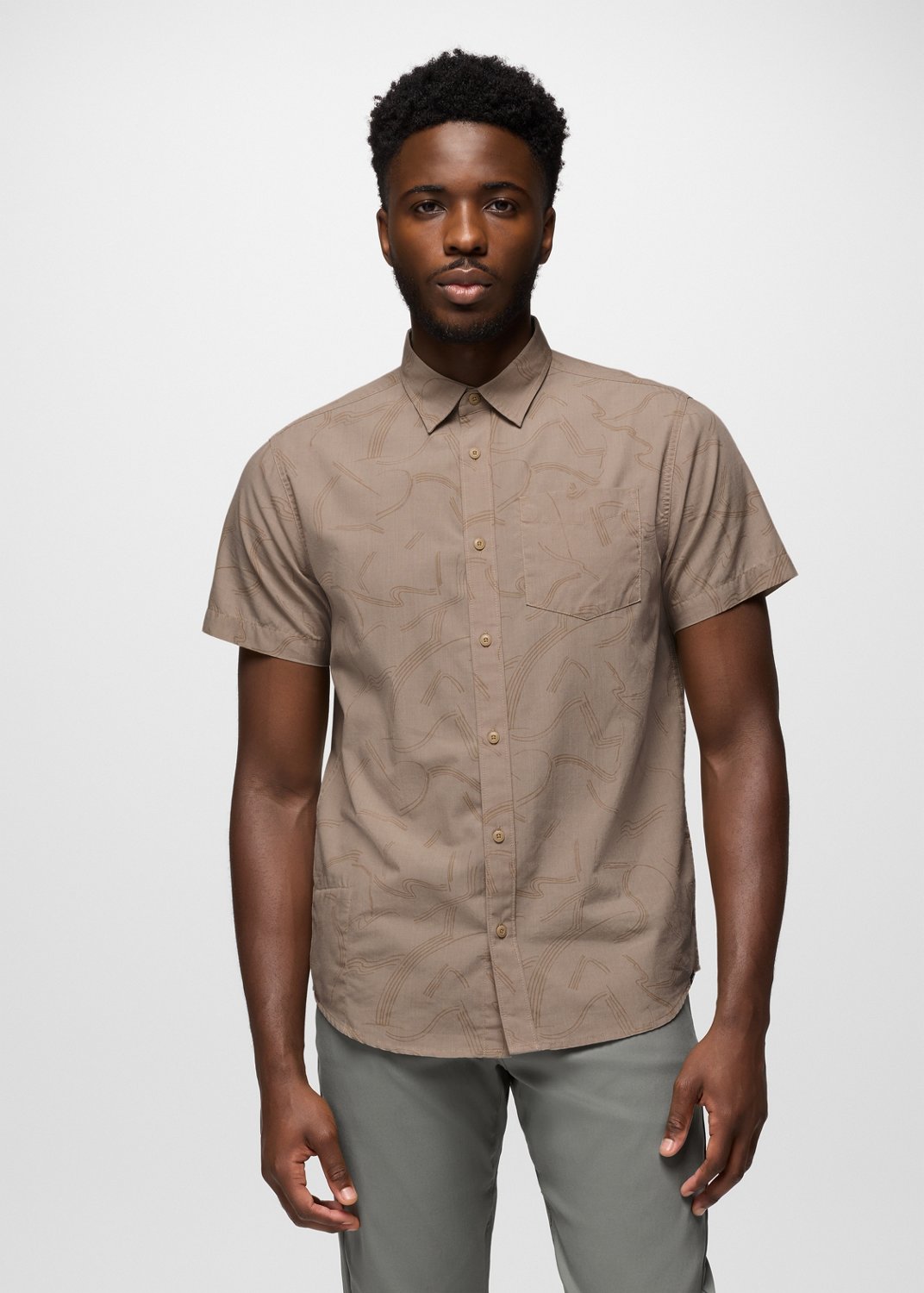 Mens prAna Tinline Shirt - Sandstone Seedling