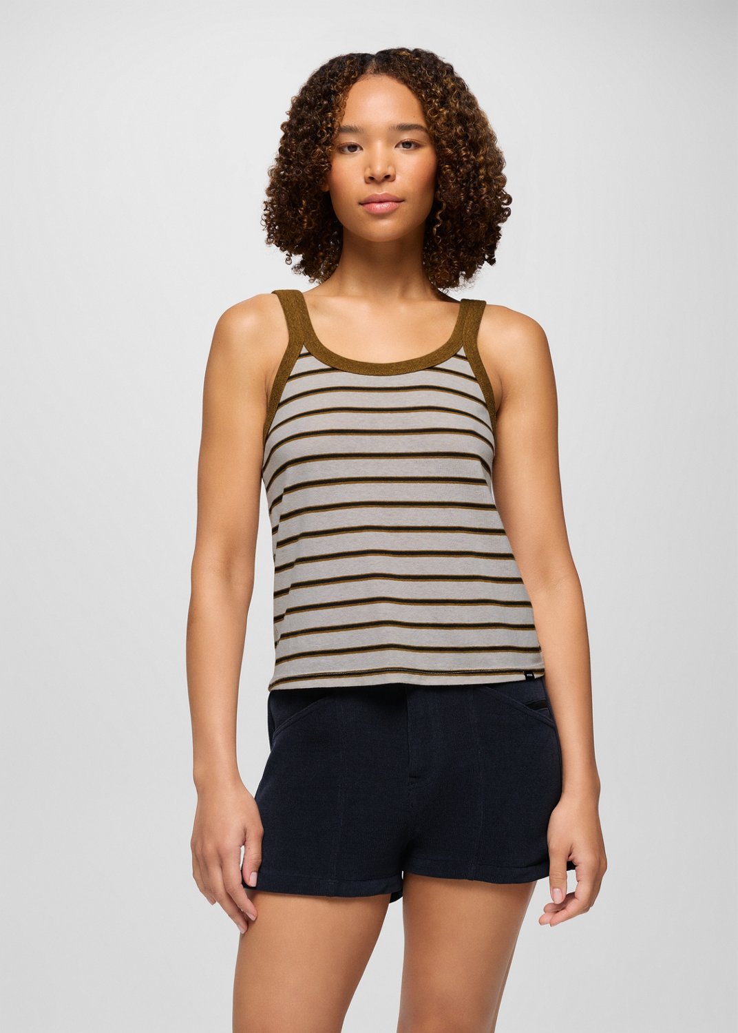 Womens prAna Cozy Up Tank - Retro Olive Stripe