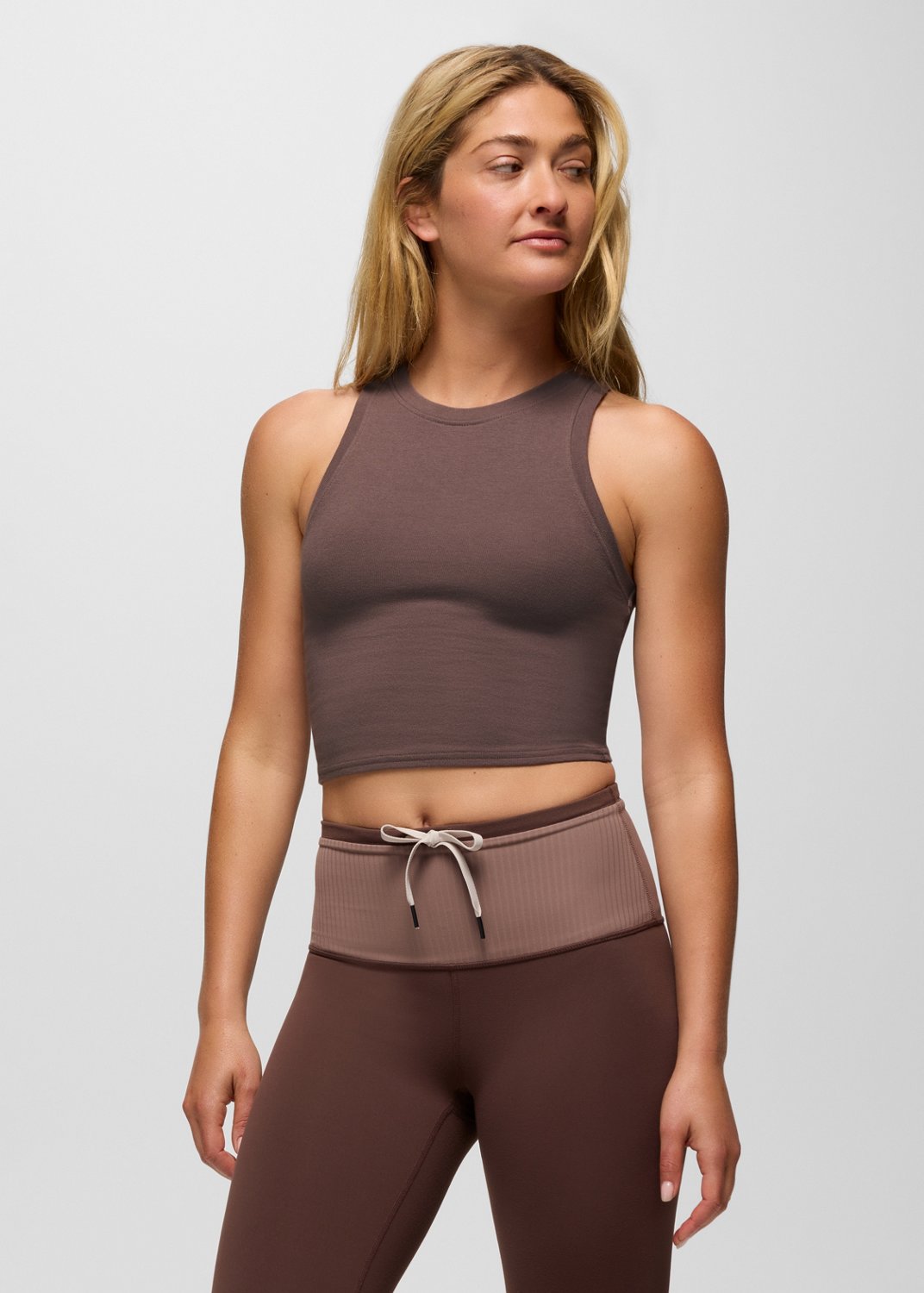Womens prAna Lotus High Neck Tank - Carob