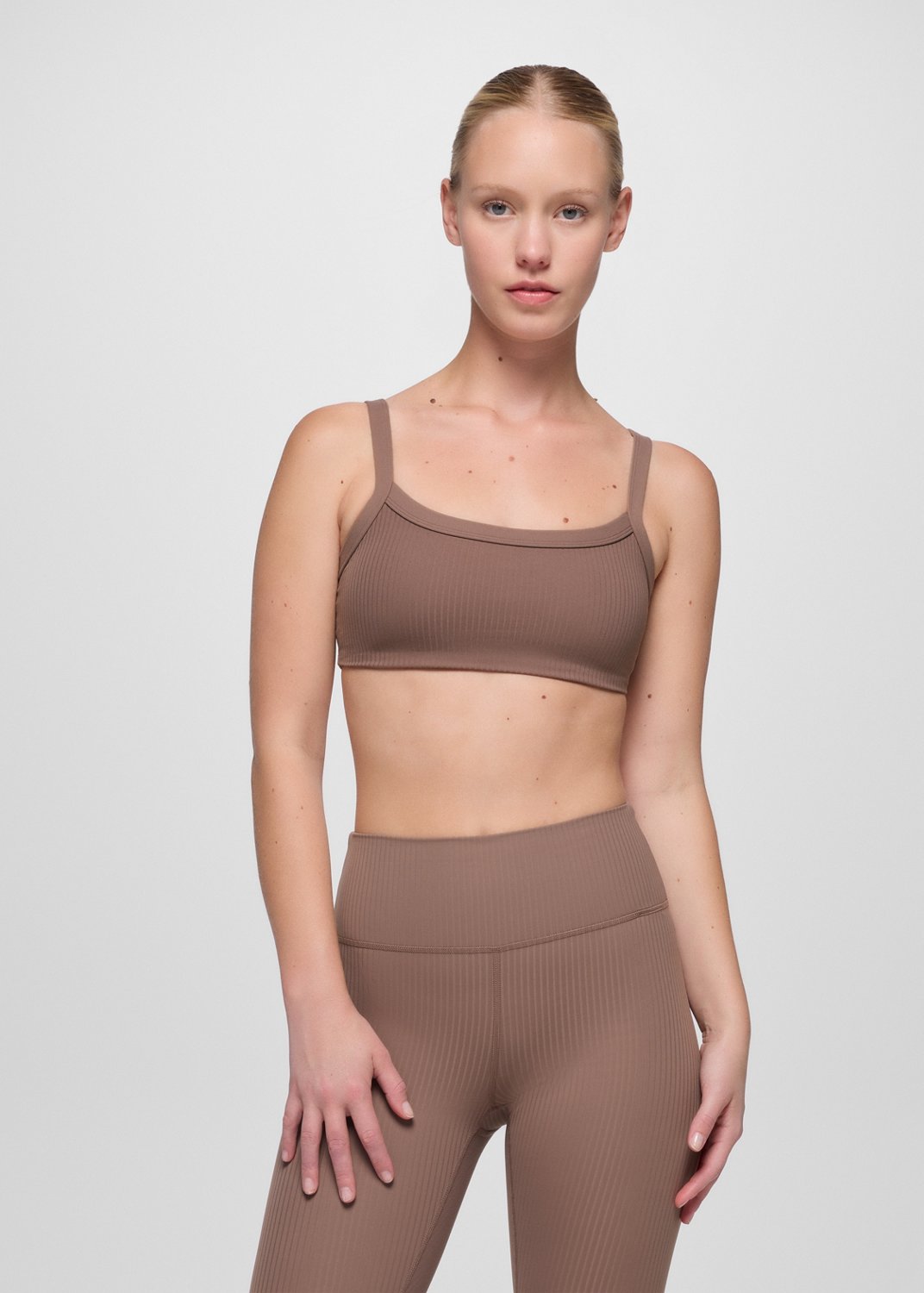 Womens prAna Luxara™ Rib Bra - Carob