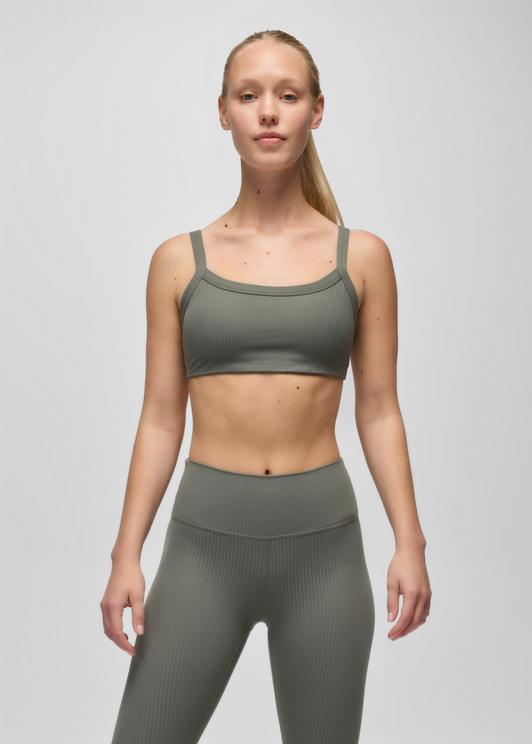 Womens prAna Luxara™ Rib Bra - Thyme