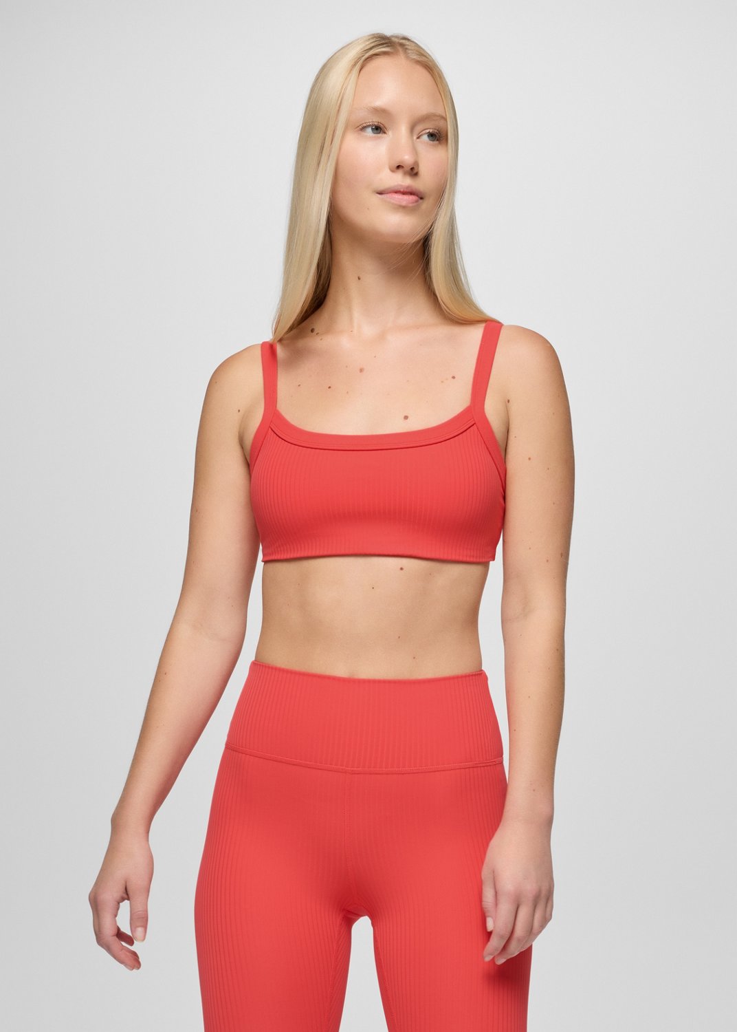 Womens prAna Luxara™ Rib Bra - Rose Fire