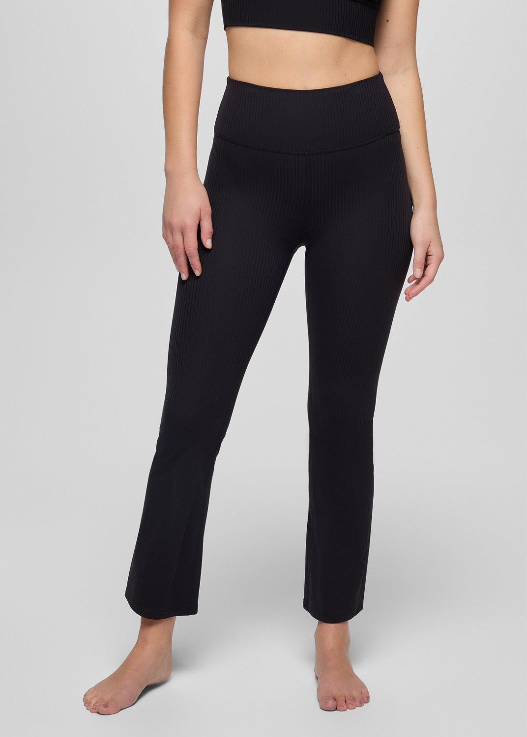Womens prAna Luxara™ Rib Flare Crop - Black