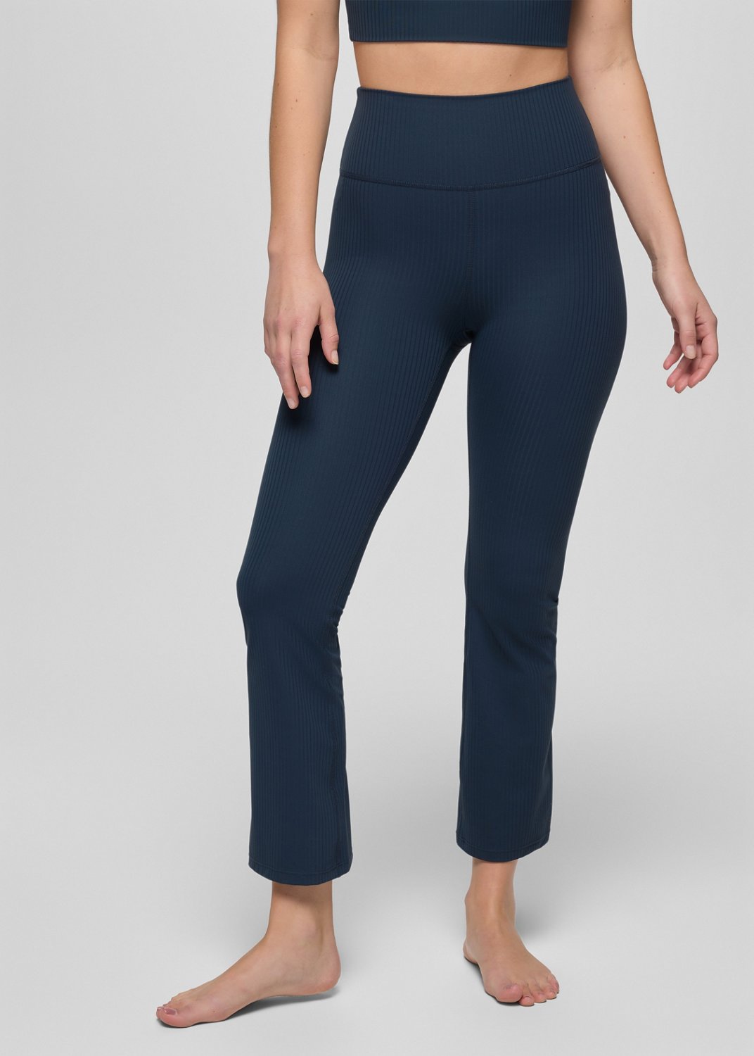 Womens prAna Luxara™ Rib Flare Crop - Stormy Night