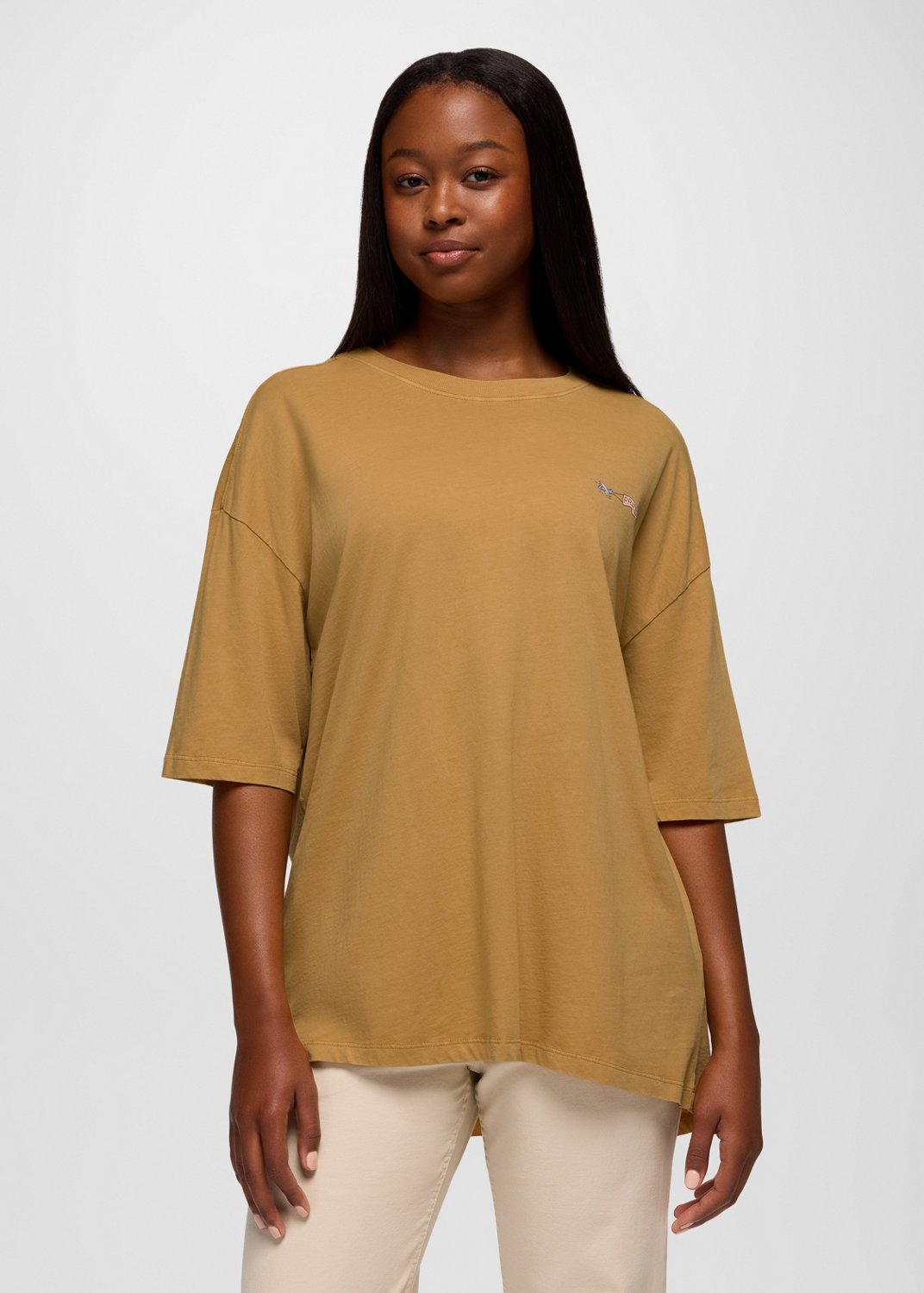 Womens prAna Everyday Graphic Oversized Tee - Dijon Vacation