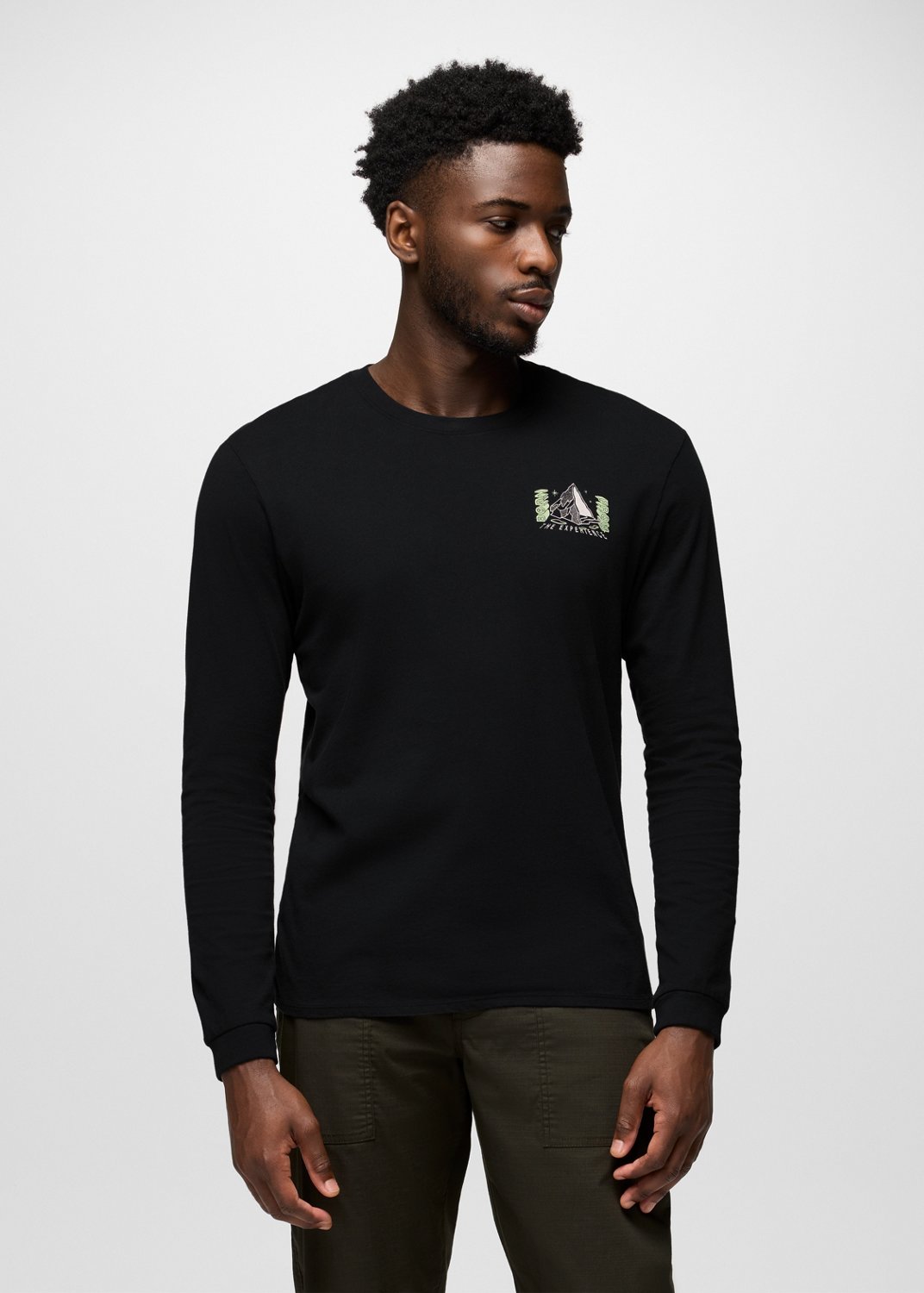 Mens prAna Everyday Graphic Long Sleeve Tee - Black Awake