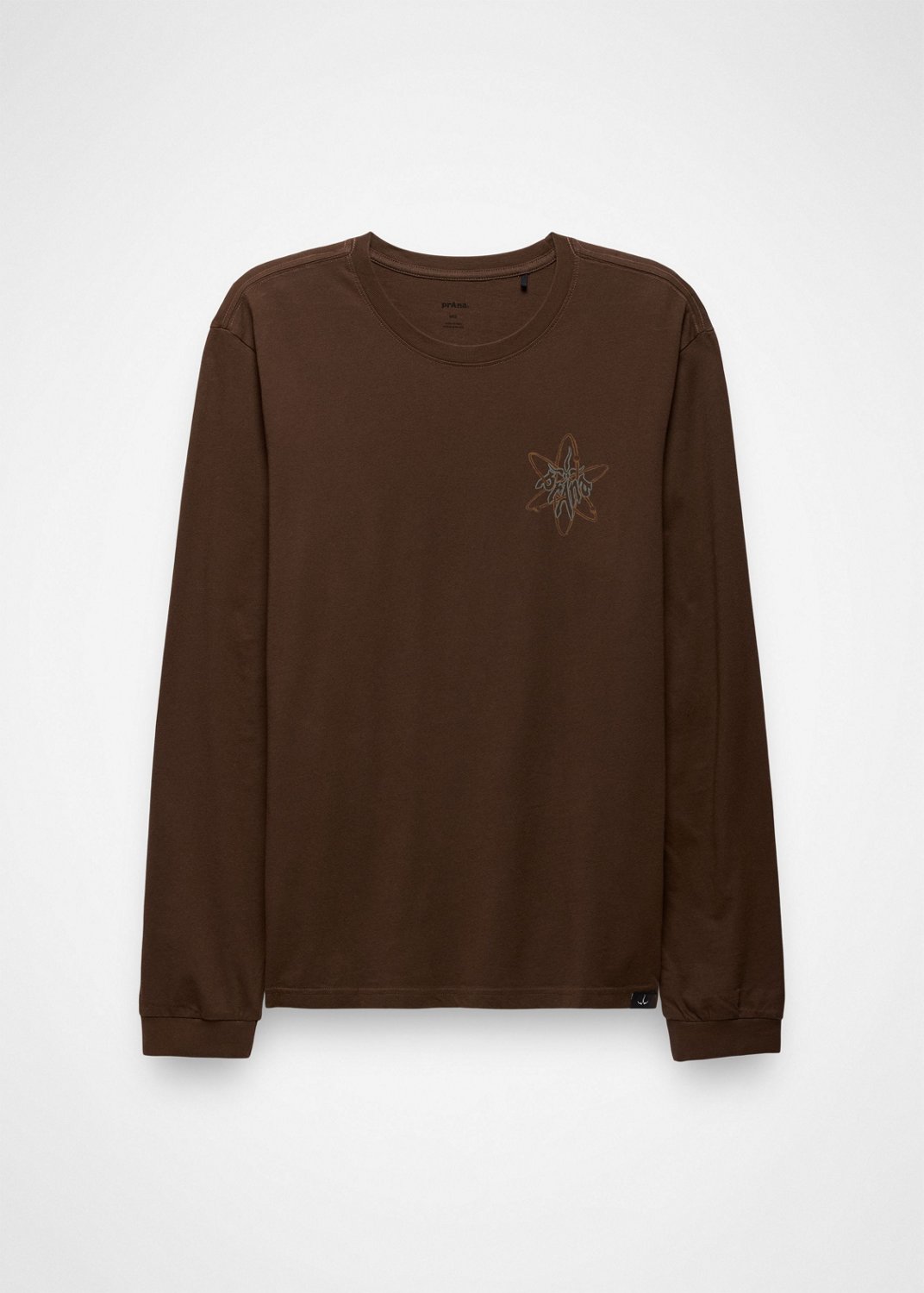 Gender Neutral prAna Heritage Graphic Long Sleeve Tee - Dark Roast Atom
