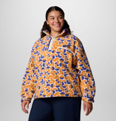 Columbia Women's Helvetia  II Printed Cropped Half Snap Fleece Pullover - Plus Size-