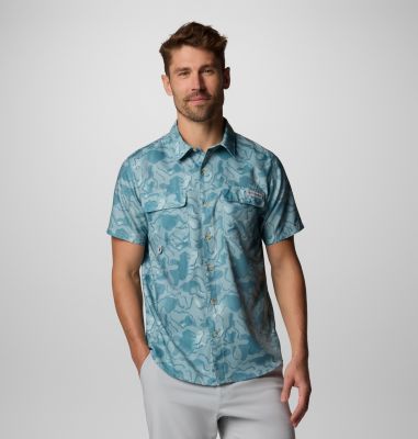 Columbia Men's PFG Uncharted  Printed Short Sleeve Shirt-