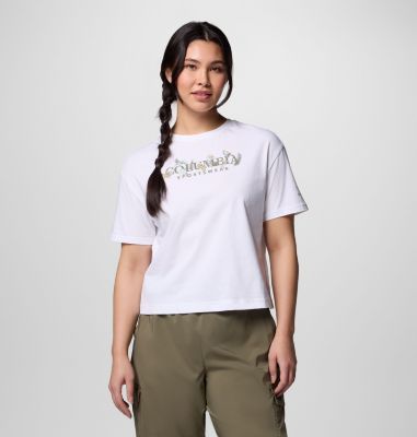 Columbia Women's Rolling Bend  Graphic Relaxed Crop Short Sleeve Shirt-