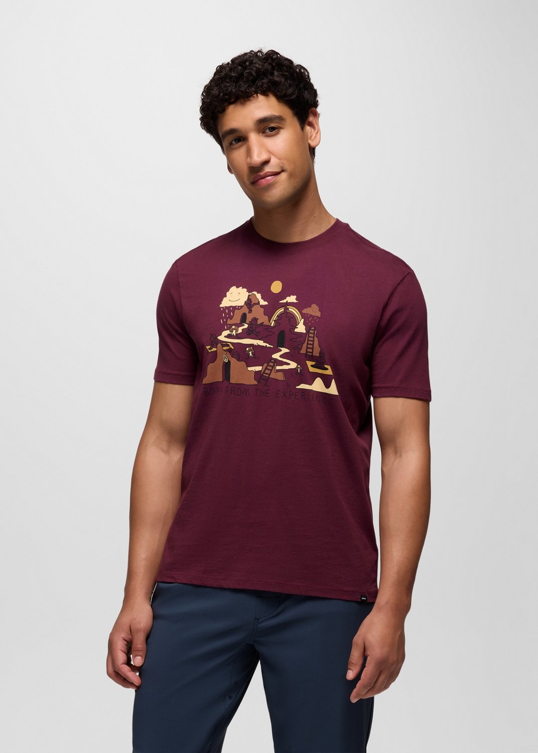 Mens prAna Everyday Wandering Graphic Tee - Deep Vino